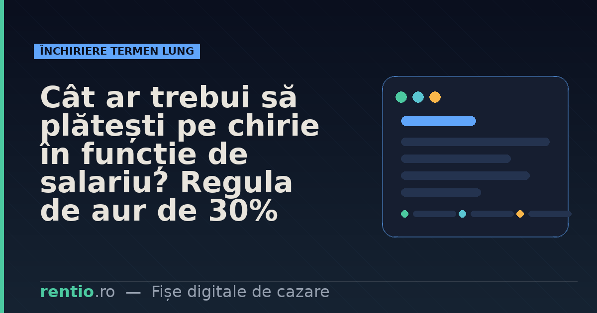Cât ar trebui să plătești pe chirie în funcție de salariu? Regula de aur de 30%