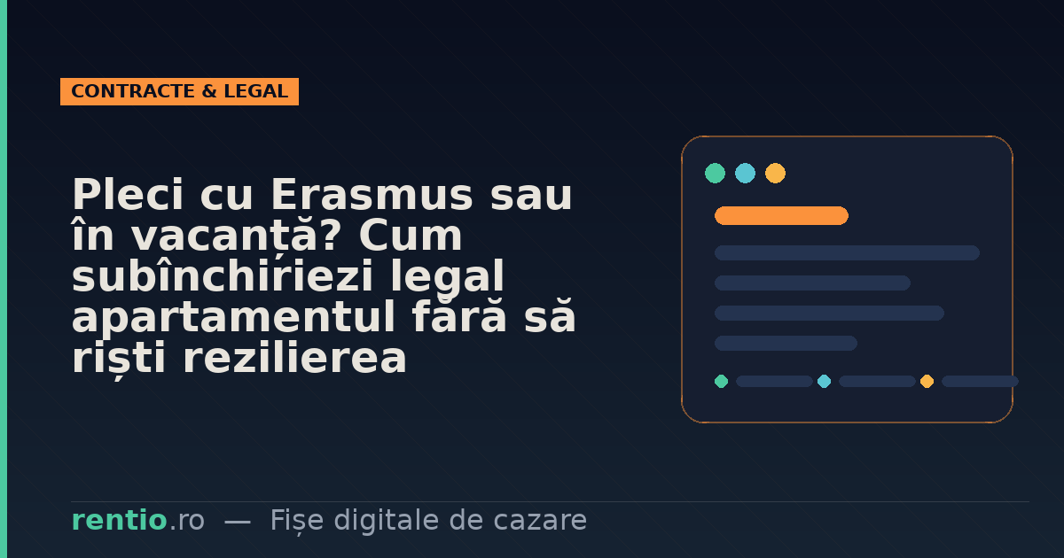 Pleci cu Erasmus sau în vacanță? Cum subînchiriezi legal apartamentul fără să riști rezilierea
